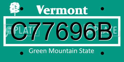 C77696B Vermont License Plate