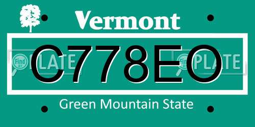 C778EO Vermont License Plate