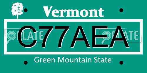 C77AEA Vermont License Plate