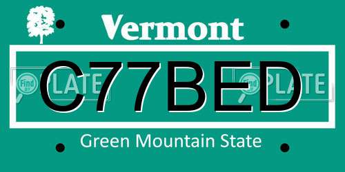 C77BED Vermont License Plate