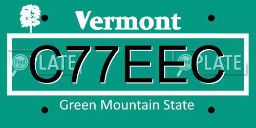 C77EEC Vermont License Plate