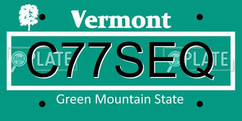 C77SEQ Vermont License Plate