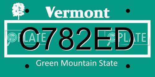 C782ED Vermont License Plate
