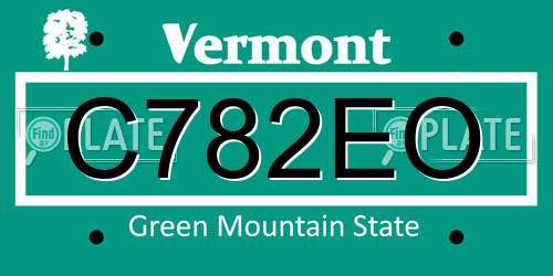 C782EO Vermont License Plate