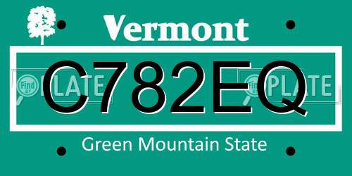 C782EQ Vermont License Plate
