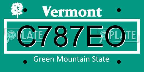 C787EO Vermont License Plate