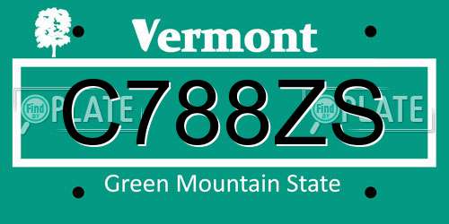 C788ZS Vermont License Plate
