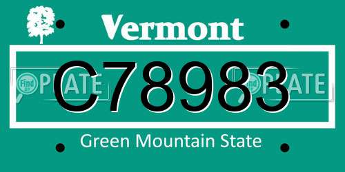 C78983 Vermont License Plate