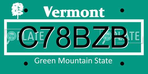 C78BZB Vermont License Plate