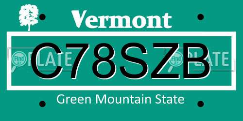 C78SZB Vermont License Plate