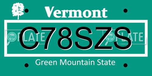 C78SZS Vermont License Plate