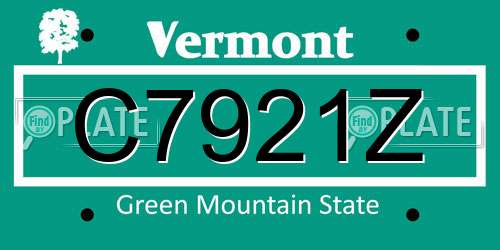 C7921Z Vermont License Plate