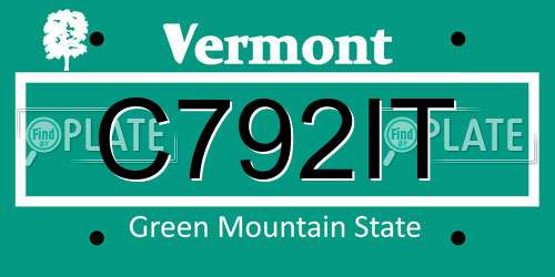 C792IT Vermont License Plate