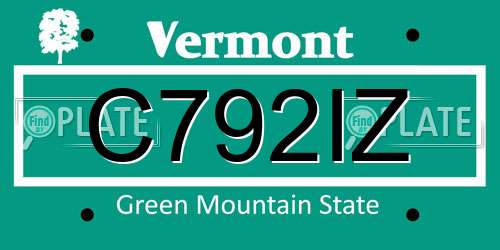 C792IZ Vermont License Plate