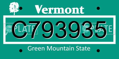 C793935 Vermont License Plate