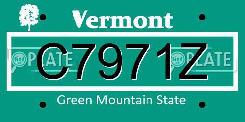 C7971Z Vermont License Plate