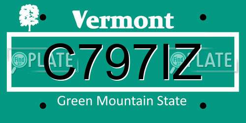 C797IZ Vermont License Plate