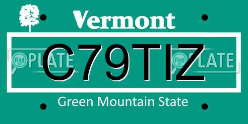 C79TIZ Vermont License Plate