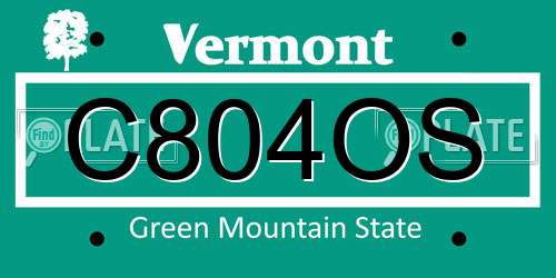 C804OS Vermont License Plate