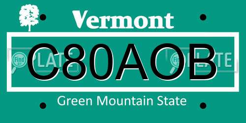 C80AOB Vermont License Plate