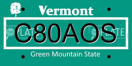 C80AOS Vermont License Plate