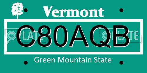 C80AQB Vermont License Plate