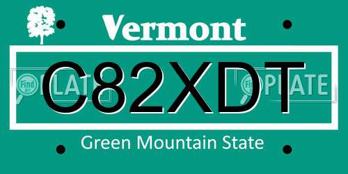 C82XDT Vermont License Plate