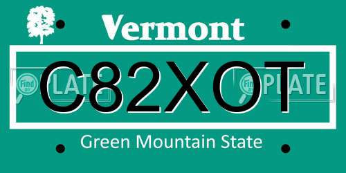 C82XOT Vermont License Plate