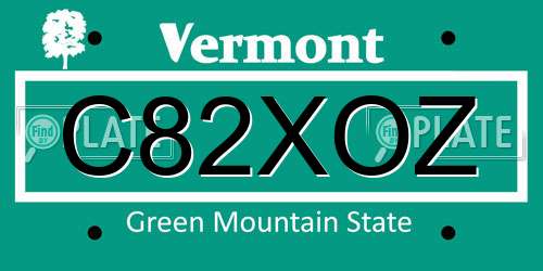 C82XOZ Vermont License Plate
