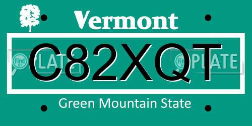 C82XQT Vermont License Plate
