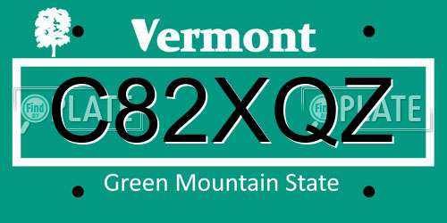 C82XQZ Vermont License Plate