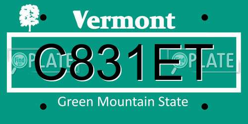 C831ET Vermont License Plate