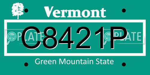 C8421P Vermont License Plate