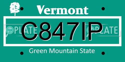 C847IP Vermont License Plate