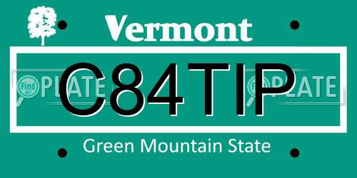 C84TIP Vermont License Plate
