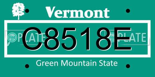 C8518E Vermont License Plate