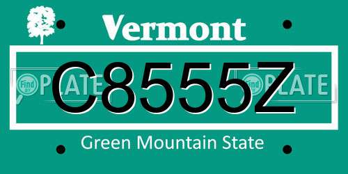 C8555Z Vermont License Plate