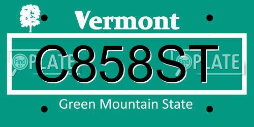 C858ST Vermont License Plate