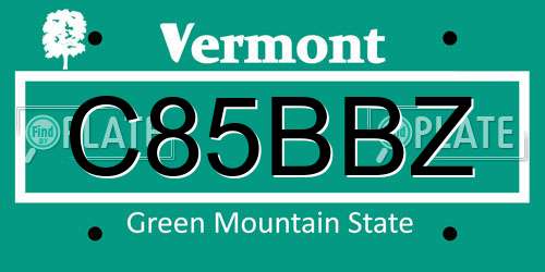 C85BBZ Vermont License Plate