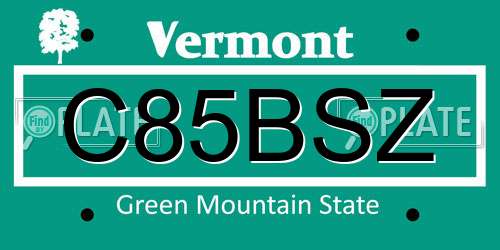 C85BSZ Vermont License Plate