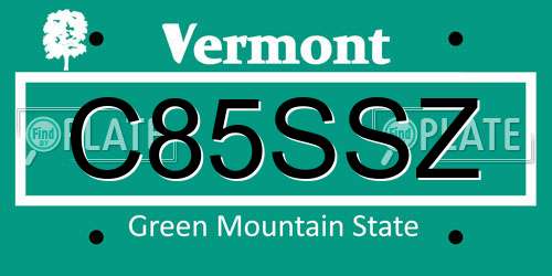 C85SSZ Vermont License Plate