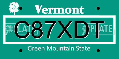 C87XDT Vermont License Plate