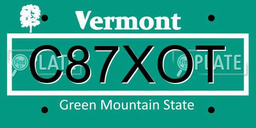 C87XOT Vermont License Plate