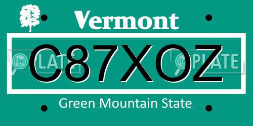 C87XOZ Vermont License Plate