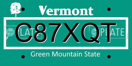 C87XQT Vermont License Plate
