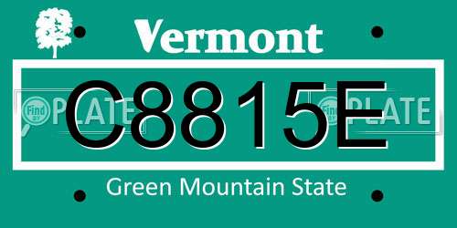 C8815E Vermont License Plate