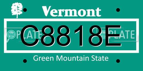 C8818E Vermont License Plate