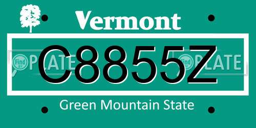 C8855Z Vermont License Plate