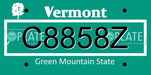 C8858Z Vermont License Plate
