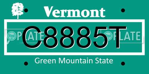 C8885T Vermont License Plate